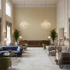 Dublin Linen Linen | Kravet - Hotel Lobby Visualization (AI-generated, may not be to scale. Verify pattern scale with product specifications.)