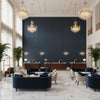Dublin Linen dark slate gray | Kravet - Hotel Lobby Visualization (AI-generated, may not be to scale. Verify pattern scale with product specifications.)