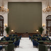 Dublin Linen Carob | Kravet - Hotel Lobby Visualization (AI-generated, may not be to scale. Verify pattern scale with product specifications.)