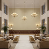 Dublin Linen beige | Kravet - Hotel Lobby Visualization (AI-generated, may not be to scale. Verify pattern scale with product specifications.)