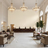 Watermill Linen Cloud | Kravet - Hotel Lobby Visualization (AI-generated, may not be to scale. Verify pattern scale with product specifications.)