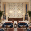 Meadowood Mist | Kravet - Hotel Lobby Visualization (AI-generated, may not be to scale. Verify pattern scale with product specifications.)