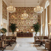 Tetbury Multi | Kravet - Hotel Lobby Visualization (AI-generated, may not be to scale. Verify pattern scale with product specifications.)