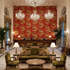 Lyndhurst Currant | Kravet - Hotel Lobby Visualization (AI-generated, may not be to scale. Verify pattern scale with product specifications.)