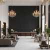 Bennett Coal | Kravet - Hotel Lobby Visualization (AI-generated, may not be to scale. Verify pattern scale with product specifications.)