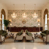 Nympheus Twill Shell/Jade | Kravet - Hotel Lobby Visualization (AI-generated, may not be to scale. Verify pattern scale with product specifications.)