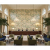 Nympheus Twill Frost/Sea | Kravet - Hotel Lobby Visualization (AI-generated, may not be to scale. Verify pattern scale with product specifications.)