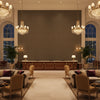 Oxford Velvet Mocha | Kravet - Hotel Lobby Visualization (AI-generated, may not be to scale. Verify pattern scale with product specifications.)