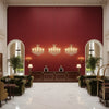 Oxford Velvet burgundy | Kravet - Hotel Lobby Visualization (AI-generated, may not be to scale. Verify pattern scale with product specifications.)