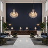 Oxford Velvet Azure | Kravet - Hotel Lobby Visualization (AI-generated, may not be to scale. Verify pattern scale with product specifications.)