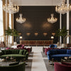 Oxford Velvet Noir | Kravet - Hotel Lobby Visualization (AI-generated, may not be to scale. Verify pattern scale with product specifications.)