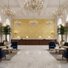 Lonsdale Straw | Kravet - Hotel Lobby Visualization (AI-generated, may not be to scale. Verify pattern scale with product specifications.)