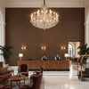Skye Wool Walnut | Kravet - Hotel Lobby Visualization (AI-generated, may not be to scale. Verify pattern scale with product specifications.)
