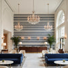 Entoto Stripe Marine/Ivory | Kravet - Hotel Lobby Visualization (AI-generated, may not be to scale. Verify pattern scale with product specifications.)