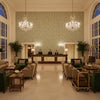Mago Forest | Kravet - Hotel Lobby Visualization (AI-generated, may not be to scale. Verify pattern scale with product specifications.)