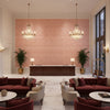 Varona Berry | Kravet - Hotel Lobby Visualization (AI-generated, may not be to scale. Verify pattern scale with product specifications.)