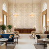 Davenport Print Cloud | Kravet - Hotel Lobby Visualization (AI-generated, may not be to scale. Verify pattern scale with product specifications.)