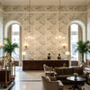 Davenport Print Sea Mist | Kravet - Hotel Lobby Visualization (AI-generated, may not be to scale. Verify pattern scale with product specifications.)