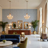 Kaya Ii Blue | Kravet - Hotel Lobby Visualization (AI-generated, may not be to scale. Verify pattern scale with product specifications.)