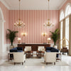 Cap Ferrat Stripe Red | Kravet - Hotel Lobby Visualization (AI-generated, may not be to scale. Verify pattern scale with product specifications.)