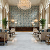 Taplow Print Navy/Slate | Kravet - Hotel Lobby Visualization (AI-generated, may not be to scale. Verify pattern scale with product specifications.)