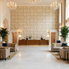Taplow Print Sand/Dove | Kravet - Hotel Lobby Visualization (AI-generated, may not be to scale. Verify pattern scale with product specifications.)