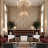 Taplow Print Clay/Blue | Kravet - Hotel Lobby Visualization (AI-generated, may not be to scale. Verify pattern scale with product specifications.)