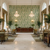 Taplow Print Jade/Leaf | Kravet - Hotel Lobby Visualization (AI-generated, may not be to scale. Verify pattern scale with product specifications.)
