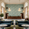 Taplow Print Marine/Sand | Kravet - Hotel Lobby Visualization (AI-generated, may not be to scale. Verify pattern scale with product specifications.)