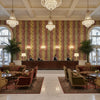 Desning Velvet Pink/Gold | Kravet - Hotel Lobby Visualization (AI-generated, may not be to scale. Verify pattern scale with product specifications.)