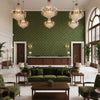 Levens Velvet Leaf | Kravet - Hotel Lobby Visualization (AI-generated, may not be to scale. Verify pattern scale with product specifications.)