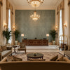 Callow Velvet Aqua | Kravet - Hotel Lobby Visualization (AI-generated, may not be to scale. Verify pattern scale with product specifications.)