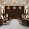 Callow Velvet Umber | Kravet - Hotel Lobby Visualization (AI-generated, may not be to scale. Verify pattern scale with product specifications.)