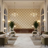 Quay Beach | Kravet - Hotel Lobby Visualization (AI-generated, may not be to scale. Verify pattern scale with product specifications.)