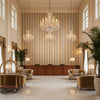 Picket Stone | Kravet - Hotel Lobby Visualization (AI-generated, may not be to scale. Verify pattern scale with product specifications.)