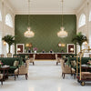 Allonby Weave Spruce | Kravet - Hotel Lobby Visualization (AI-generated, may not be to scale. Verify pattern scale with product specifications.)