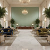 Maldon Weave Mist | Kravet - Hotel Lobby Visualization (AI-generated, may not be to scale. Verify pattern scale with product specifications.)