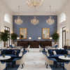 Seaford Weave Blue | Kravet - Hotel Lobby Visualization (AI-generated, may not be to scale. Verify pattern scale with product specifications.)