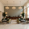 Blyth Weave Mist | Kravet - Hotel Lobby Visualization (AI-generated, may not be to scale. Verify pattern scale with product specifications.)