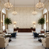 Beijing Blossom cream | Kravet - Hotel Lobby Visualization (AI-generated, may not be to scale. Verify pattern scale with product specifications.)