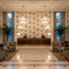 De La Tour Lichen | Kravet - Hotel Lobby Visualization (AI-generated, may not be to scale. Verify pattern scale with product specifications.)
