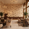 De La Tour Plum/Brow/Ecru | Kravet - Hotel Lobby Visualization (AI-generated, may not be to scale. Verify pattern scale with product specifications.)