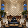 Leaf Trellis cream | Kravet - Hotel Lobby Visualization (AI-generated, may not be to scale. Verify pattern scale with product specifications.)