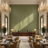 Leuven Sage | Kravet - Hotel Lobby Visualization (AI-generated, may not be to scale. Verify pattern scale with product specifications.)