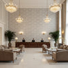 Odessa gray | Kravet - Hotel Lobby Visualization (AI-generated, may not be to scale. Verify pattern scale with product specifications.)