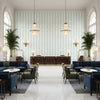 Elba Print Chambray | Kravet - Hotel Lobby Visualization (AI-generated, may not be to scale. Verify pattern scale with product specifications.)