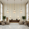 Whitaker Print Grey/Sand | Kravet - Hotel Lobby Visualization (AI-generated, may not be to scale. Verify pattern scale with product specifications.)