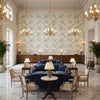 Augustine Print Lake | Kravet - Hotel Lobby Visualization (AI-generated, may not be to scale. Verify pattern scale with product specifications.)