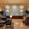 Bongol Print Sky | Kravet - Hotel Lobby Visualization (AI-generated, may not be to scale. Verify pattern scale with product specifications.)