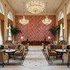 Bongol Print Poppy | Kravet - Hotel Lobby Visualization (AI-generated, may not be to scale. Verify pattern scale with product specifications.)
